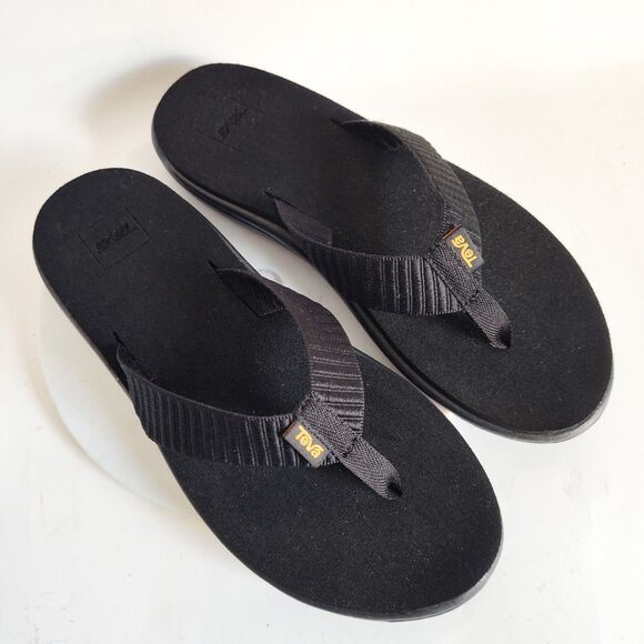 Teva Sandals Size 9 Voya Slip On Flip Flops Black Comfort Women Lightweight - Picture 8 of 11